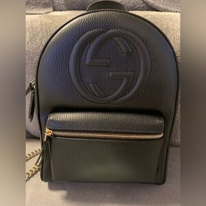 Brand New Gucci Soho Interlocking G Backpack Leather Black